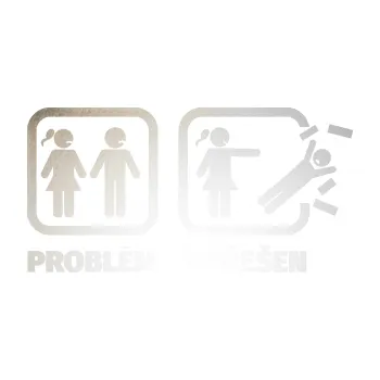 Polep vozidla SAMOLEPKA Problém? Vyřešen 002 (82 - odrazková reflexní bílá) NA AUTO, NÁLEPKA, FÓLIE, POLEP, TUNING, VLASTNÍ TEXT, TISK, AUTOSAMOLEPKY.cz, POLEPY, OBRÁZEK, LOGO, SAMOLEPKY