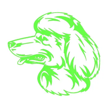 samolepka Pes 013 levá Pudl (71 - Fluorescentní zelená) SAMOLEPKA NA AUTO, NÁLEPKA, FÓLIE, POLEP, TUNING, VLASTNÍ TEXT, TISK, AUTOSAMOLEPKY.cz, POLEPY, OBRÁZEK, LOGO, 3D STICKERS