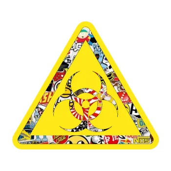 samolepka Biohazard barevný trojúhelník (83 - Sticker bomb) SAMOLEPKA NA AUTO, NÁLEPKA, FÓLIE, POLEP, TUNING, VLASTNÍ TEXT, TISK, AUTOSAMOLEPKY.cz, POLEPY, OBRÁZEK, LOGO, 3D STICKERS