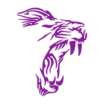 Polep vozidla SAMOLEPKA Puma 001 pravá otevřená tlama (14 - fialová) NA AUTO, NÁLEPKA, FÓLIE, POLEP, TUNING, VLASTNÍ TEXT, TISK, AUTOSAMOLEPKY.cz, POLEPY, OBRÁZEK, LOGO, SAMOLEPKY