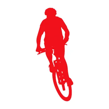 Polep vozidla SAMOLEPKA Cyklista 010 levá (10 - červená) NA AUTO, NÁLEPKA, FÓLIE, POLEP, TUNING, VLASTNÍ TEXT, TISK, AUTOSAMOLEPKY.cz, POLEPY, OBRÁZEK, LOGO, SAMOLEPKY