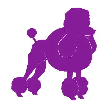 Polep vozidla SAMOLEPKA Pes 092 pravá Pudl (14 - fialová) NA AUTO, NÁLEPKA, FÓLIE, POLEP, TUNING, VLASTNÍ TEXT, TISK, AUTOSAMOLEPKY.cz, POLEPY, OBRÁZEK, LOGO, SAMOLEPKY