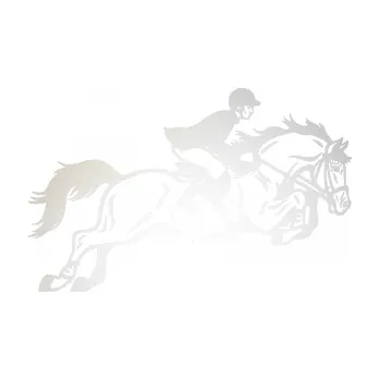 Samolepící dekorace SAMOLEPKA Kůň 059 pravá jezdec na koni parkur (82 - odrazková reflexní bílá) NA AUTO, NÁLEPKA, FÓLIE, POLEP, TUNING, VLASTNÍ TEXT, TISK, AUTOSAMOLEPKY.cz, POLEPY, OBRÁZEK, LOGO, SAMOLEPKY