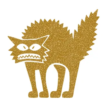 Samolepicí dekorace na vozidlo Kočka naježená levá (92 - Ultra Metalic zlatá) SAMOLEPKA NA AUTO, NÁLEPKA, FÓLIE, POLEP, TUNING, VLASTNÍ TEXT, TISK, AUTOSAMOLEPKY.cz, POLEPY, OBRÁZEK, LOGO, 3D STICKERS