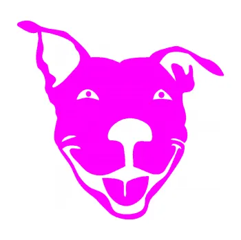 Autodoplněk Samolepka na auto Pes 072 pravá Pitbull (72 - Fluorescentní růžová) NÁLEPKA, FÓLIE, POLEPY, TUNING, VLASTNÍ TEXT, TISK, AUTOSAMOLEPKY.cz, SAMOLEPKY, OBRÁZEK, LOGO, VÝROBA, PRODEJ