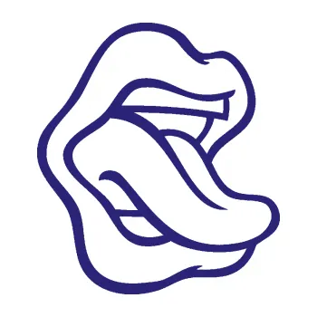 Samolepící dekorace Pusa 003 pravá s vypláznutým jazykem (22 - střední modrá) SAMOLEPKA NA AUTO, NÁLEPKA, FÓLIE, POLEP, TUNING, VLASTNÍ TEXT, TISK, AUTOSAMOLEPKY.cz, POLEPY, OBRÁZEK, LOGO, 3D STICKERS