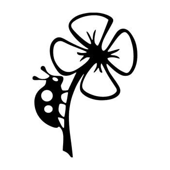 Samolepící dekorace SAMOLEPKA Beruška na lístečku pravá (01 - černá) NA AUTO, NÁLEPKA, FÓLIE, POLEP, TUNING, VLASTNÍ TEXT, TISK, AUTOSAMOLEPKY.cz, POLEPY, OBRÁZEK, LOGO, SAMOLEPKY