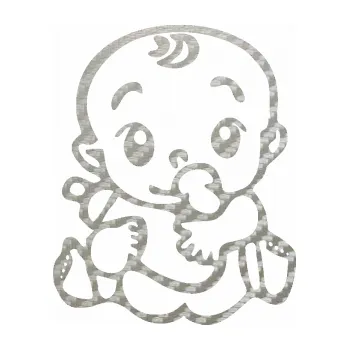 Samolepicí dekorace na vozidlo Dítě v autě 069 levá mimčo s lahvičkou (52 - 3D karbon stříbrný) SAMOLEPKA NA AUTO, NÁLEPKA, FÓLIE, POLEP, TUNING, VLASTNÍ TEXT, TISK, AUTOSAMOLEPKY.cz, POLEPY, OBRÁZEK, LOGO, 3D STICKERS