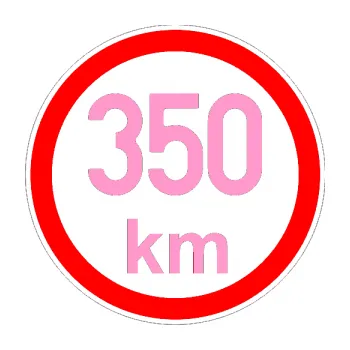 samolepka Maximální rychlost 350km - nejvyšší konstrukční rychlost (24 - světle růžová) SAMOLEPKA NA AUTO, NÁLEPKA, FÓLIE, POLEP, TUNING, VLASTNÍ TEXT, TISK, AUTOSAMOLEPKY.cz, POLEPY, OBRÁZEK, LOGO, 3D STICKERS