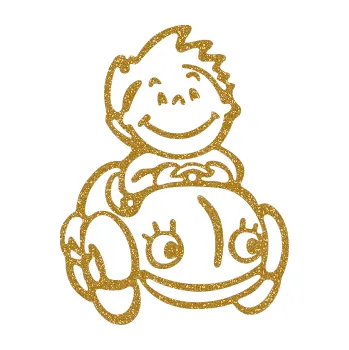 Samolepicí dekorace na vozidlo Dítě v autě 010 pravá kluk v autíčku (92 - Ultra Metalic zlatá) SAMOLEPKA NA AUTO, NÁLEPKA, FÓLIE, POLEP, TUNING, VLASTNÍ TEXT, TISK, AUTOSAMOLEPKY.cz, POLEPY, OBRÁZEK, LOGO, 3D STICKERS