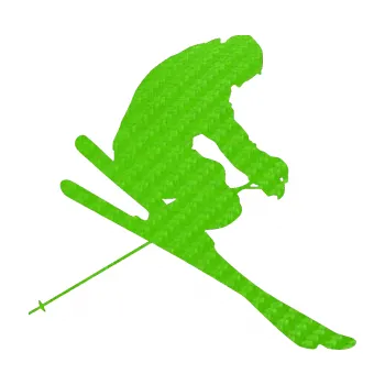 Samolepicí dekorace na vozidlo Lyžař 005 pravá (58 - 3D karbon zelený kawasaki) SAMOLEPKA NA AUTO, NÁLEPKA, FÓLIE, POLEP, TUNING, VLASTNÍ TEXT, TISK, AUTOSAMOLEPKY.cz, POLEPY, OBRÁZEK, LOGO, 3D STICKERS