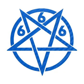 samolepka Pentagram 666 (57 - 3D karbon modrý) SAMOLEPKA NA AUTO, NÁLEPKA, FÓLIE, POLEP, TUNING, VLASTNÍ TEXT, TISK, AUTOSAMOLEPKY.cz, POLEPY, OBRÁZEK, LOGO, 3D STICKERS