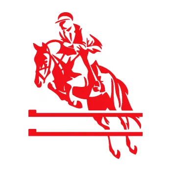 Samolepící dekorace SAMOLEPKA Kůň 083 levá skok přes překážku (10 - červená) NA AUTO, NÁLEPKA, FÓLIE, POLEP, TUNING, VLASTNÍ TEXT, TISK, AUTOSAMOLEPKY.cz, POLEPY, OBRÁZEK, LOGO, SAMOLEPKY