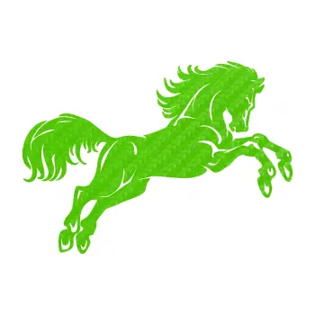 Samolepící dekorace SAMOLEPKA Kůň 062 pravá ve skoku (58 - 3D karbon zelený kawasaki) NA AUTO, NÁLEPKA, FÓLIE, POLEP, TUNING, VLASTNÍ TEXT, TISK, AUTOSAMOLEPKY.cz, POLEPY, OBRÁZEK, LOGO, SAMOLEPKY