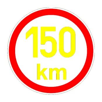 samolepka Maximální rychlost 150km - nejvyšší konstrukční rychlost (05 - žlutá citron) SAMOLEPKA NA AUTO, NÁLEPKA, FÓLIE, POLEP, TUNING, VLASTNÍ TEXT, TISK, AUTOSAMOLEPKY.cz, POLEPY, OBRÁZEK, LOGO, 3D STICKERS