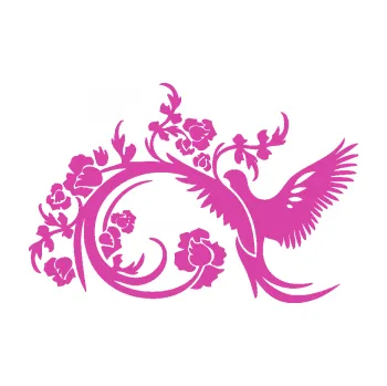 Samolepící dekorace Květina 011 pravá ptáček s květy (16 - růžová) SAMOLEPKA NA AUTO, NÁLEPKA, FÓLIE, POLEP, TUNING, VLASTNÍ TEXT, TISK, AUTOSAMOLEPKY.cz, POLEPY, OBRÁZEK, LOGO, 3D STICKERS