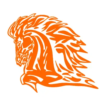 Samolepicí dekorace na vozidlo Animal flames 101 levá kůň (73 - Fluorescentní oranžová) SAMOLEPKA NA AUTO, NÁLEPKA, FÓLIE, POLEP, TUNING, VLASTNÍ TEXT, TISK, AUTOSAMOLEPKY.cz, POLEPY, OBRÁZEK, LOGO, 3D STICKERS