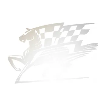 Samolepící dekorace SAMOLEPKA Kůň racing 001 levá se šachovnicí (82 - odrazková reflexní bílá) NA AUTO, NÁLEPKA, FÓLIE, POLEP, TUNING, VLASTNÍ TEXT, TISK, AUTOSAMOLEPKY.cz, POLEPY, OBRÁZEK, LOGO, SAMOLEPKY