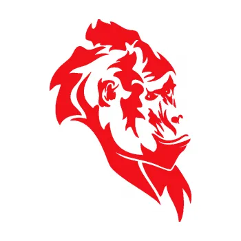 Samolepící dekorace SAMOLEPKA Gorila 003 pravá (10 - červená) NA AUTO, NÁLEPKA, FÓLIE, POLEP, TUNING, VLASTNÍ TEXT, TISK, AUTOSAMOLEPKY.cz, POLEPY, OBRÁZEK, LOGO, SAMOLEPKY