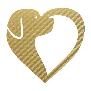 Polep vozidla SAMOLEPKA Pes 105 levá v srdíčku (59 - 3D karbon zlatý) NA AUTO, NÁLEPKA, FÓLIE, POLEP, TUNING, VLASTNÍ TEXT, TISK, AUTOSAMOLEPKY.cz, POLEPY, OBRÁZEK, LOGO, SAMOLEPKY