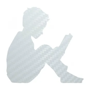 samolepka Děti silueta 002 pravá chlapec s knížkou (51 - 3D karbon bílý) SAMOLEPKA NA AUTO, NÁLEPKA, FÓLIE, POLEP, TUNING, VLASTNÍ TEXT, TISK, AUTOSAMOLEPKY.cz, POLEPY, OBRÁZEK, LOGO, 3D STICKERS