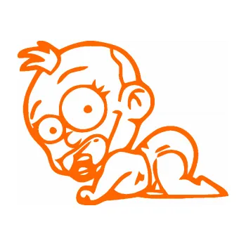 Samolepicí dekorace na vozidlo Dítě v autě 067 levá lezoucí miminko (73 - Fluorescentní oranžová) SAMOLEPKA NA AUTO, NÁLEPKA, FÓLIE, POLEP, TUNING, VLASTNÍ TEXT, TISK, AUTOSAMOLEPKY.cz, POLEPY, OBRÁZEK, LOGO, 3D STICKERS