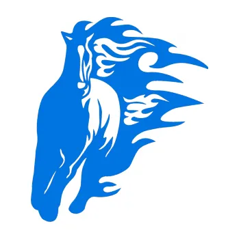 Samolepicí dekorace na vozidlo Animal flames 007 levá kůň (11 - modrá oceán) SAMOLEPKA NA AUTO, NÁLEPKA, FÓLIE, POLEP, TUNING, VLASTNÍ TEXT, TISK, AUTOSAMOLEPKY.cz, POLEPY, OBRÁZEK, LOGO, 3D STICKERS