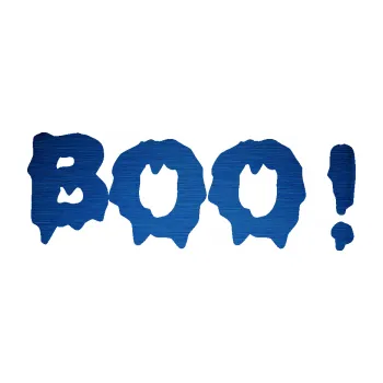 Polep vozidla SAMOLEPKA Boo! (65 - škrábaný kov modrý) NA AUTO, NÁLEPKA, FÓLIE, POLEP, TUNING, VLASTNÍ TEXT, TISK, AUTOSAMOLEPKY.cz, POLEPY, OBRÁZEK, LOGO, SAMOLEPKY