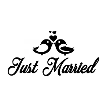 Samolepící dekorace SAMOLEPKA Just Married 003 ptáčci (01 - černá) NA AUTO, NÁLEPKA, FÓLIE, POLEP, TUNING, VLASTNÍ TEXT, TISK, AUTOSAMOLEPKY.cz, POLEPY, OBRÁZEK, LOGO, SAMOLEPKY