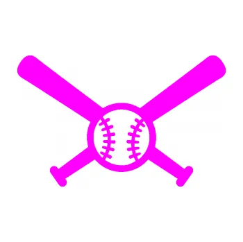 Samolepicí dekorace na vozidlo Baseball míček a pálky (72 - Fluorescentní růžová) SAMOLEPKA NA AUTO, NÁLEPKA, FÓLIE, POLEP, TUNING, VLASTNÍ TEXT, TISK, AUTOSAMOLEPKY.cz, POLEPY, OBRÁZEK, LOGO, 3D STICKERS