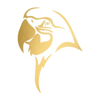 Samolepicí dekorace na vozidlo Papoušek 006 levá hlava (43 - zlatá metalíza) SAMOLEPKA NA AUTO, NÁLEPKA, FÓLIE, POLEP, TUNING, VLASTNÍ TEXT, TISK, AUTOSAMOLEPKY.cz, POLEPY, OBRÁZEK, LOGO, 3D STICKERS