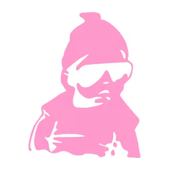 Samolepicí dekorace na vozidlo Baby on board 002 pravá miminko s brýlemi (24 - světle růžová) SAMOLEPKA NA AUTO, NÁLEPKA, FÓLIE, POLEP, TUNING, VLASTNÍ TEXT, TISK, AUTOSAMOLEPKY.cz, POLEPY, OBRÁZEK, LOGO, 3D STICKERS