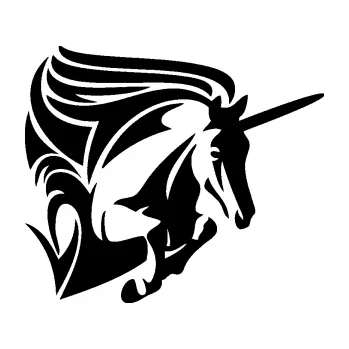 Samolepící dekorace SAMOLEPKA Kůň jednorožec 001 pravá (01 - černá) NA AUTO, NÁLEPKA, FÓLIE, POLEP, TUNING, VLASTNÍ TEXT, TISK, AUTOSAMOLEPKY.cz, POLEPY, OBRÁZEK, LOGO, SAMOLEPKY