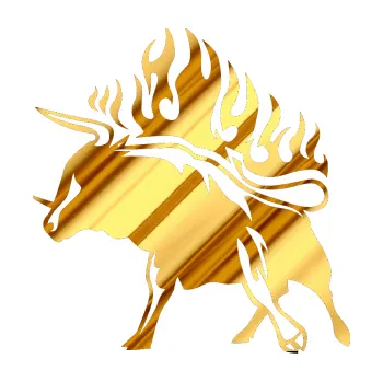 Samolepicí dekorace na vozidlo Animal flames 055 levá býk (81 - chrom fólie zlatá zrcadlová) SAMOLEPKA NA AUTO, NÁLEPKA, FÓLIE, POLEP, TUNING, VLASTNÍ TEXT, TISK, AUTOSAMOLEPKY.cz, POLEPY, OBRÁZEK, LOGO, 3D STICKERS