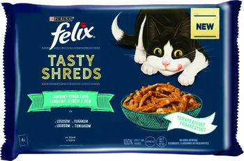 Krmivo pro kočku Purina Felix Tasty Shreds Multipack losos a tuňák ve šťávě 4 x 80 g
