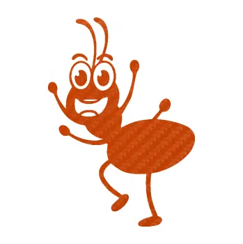 Samolepicí dekorace na vozidlo Pan mravenec levá (54 - 3D karbon oranžový) SAMOLEPKA NA AUTO, NÁLEPKA, FÓLIE, POLEP, TUNING, VLASTNÍ TEXT, TISK, AUTOSAMOLEPKY.cz, POLEPY, OBRÁZEK, LOGO, 3D STICKERS