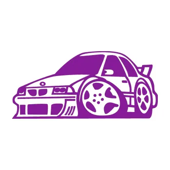 Polep vozidla SAMOLEPKA BMW e30 karikatura levá (14 - fialová) NA AUTO, NÁLEPKA, FÓLIE, POLEP, TUNING, VLASTNÍ TEXT, TISK, AUTOSAMOLEPKY.cz, POLEPY, OBRÁZEK, LOGO, SAMOLEPKY