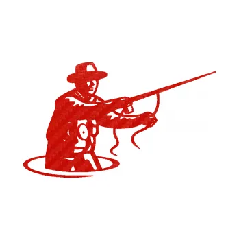 Polep vozidla SAMOLEPKA Rybář 015 pravá s udicí (53 - 3D karbon červený) NA AUTO, NÁLEPKA, FÓLIE, POLEP, TUNING, VLASTNÍ TEXT, TISK, AUTOSAMOLEPKY.cz, POLEPY, OBRÁZEK, LOGO, SAMOLEPKY