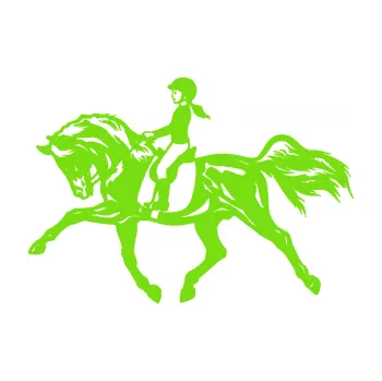 Samolepící dekorace Kůň 060 levá dítě jezdí na koni parkur (04 - zelená kawasaki) SAMOLEPKA NA AUTO, NÁLEPKA, FÓLIE, POLEP, TUNING, VLASTNÍ TEXT, TISK, AUTOSAMOLEPKY.cz, POLEPY, OBRÁZEK, LOGO, 3D STICKERS