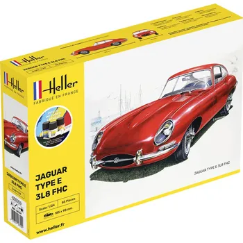 Plastikový model Heller 1/24 Jaguar Type E 3L8 FHC - Starter Set