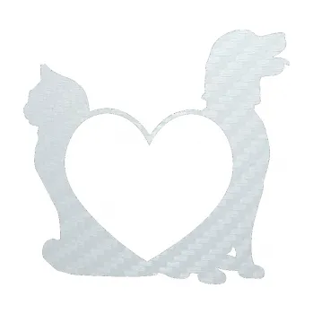 Polep vozidla SAMOLEPKA Pejsek a kočička love pravá (51 - 3D karbon bílý) NA AUTO, NÁLEPKA, FÓLIE, POLEP, TUNING, VLASTNÍ TEXT, TISK, AUTOSAMOLEPKY.cz, POLEPY, OBRÁZEK, LOGO, SAMOLEPKY