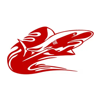 Samolepicí dekorace na vozidlo Animal flames 037 pravá žralok (18 - tmavě červená) SAMOLEPKA NA AUTO, NÁLEPKA, FÓLIE, POLEP, TUNING, VLASTNÍ TEXT, TISK, AUTOSAMOLEPKY.cz, POLEPY, OBRÁZEK, LOGO, 3D STICKERS