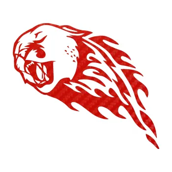 Samolepicí dekorace na vozidlo Animal flames 083 levá puma (53 - 3D karbon červený) SAMOLEPKA NA AUTO, NÁLEPKA, FÓLIE, POLEP, TUNING, VLASTNÍ TEXT, TISK, AUTOSAMOLEPKY.cz, POLEPY, OBRÁZEK, LOGO, 3D STICKERS