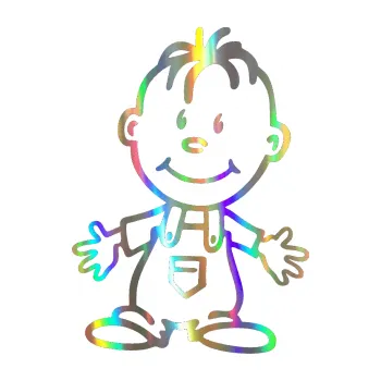 Samolepicí dekorace na vozidlo Dítě v autě 028 levá chlapec (93 - Holografická) SAMOLEPKA NA AUTO, NÁLEPKA, FÓLIE, POLEP, TUNING, VLASTNÍ TEXT, TISK, AUTOSAMOLEPKY.cz, POLEPY, OBRÁZEK, LOGO, 3D STICKERS