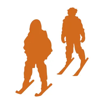 Samolepicí dekorace na vozidlo Lyžař 014 levá (26 - oříšková) SAMOLEPKA NA AUTO, NÁLEPKA, FÓLIE, POLEP, TUNING, VLASTNÍ TEXT, TISK, AUTOSAMOLEPKY.cz, POLEPY, OBRÁZEK, LOGO, 3D STICKERS