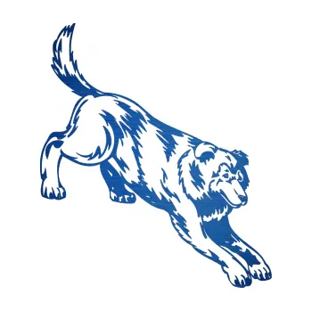 samolepka Pes 044 pravá (65 - škrábaný kov modrý) SAMOLEPKA NA AUTO, NÁLEPKA, FÓLIE, POLEP, TUNING, VLASTNÍ TEXT, TISK, AUTOSAMOLEPKY.cz, POLEPY, OBRÁZEK, LOGO, 3D STICKERS