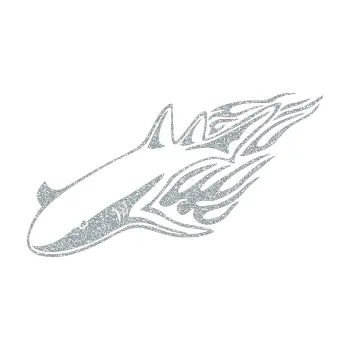 Samolepicí dekorace na vozidlo Animal flames 048 levá žralok (91 - Ultra Metalic stříbrná metalíza) SAMOLEPKA NA AUTO, NÁLEPKA, FÓLIE, POLEP, TUNING, VLASTNÍ TEXT, TISK, AUTOSAMOLEPKY.cz, POLEPY, OBRÁZEK, LOGO, 3D STICKERS