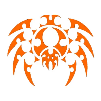 Samolepící dekorace SAMOLEPKA Pavouk 012 (73 - Fluorescentní oranžová) NA AUTO, NÁLEPKA, FÓLIE, POLEP, TUNING, VLASTNÍ TEXT, TISK, AUTOSAMOLEPKY.cz, POLEPY, OBRÁZEK, LOGO, SAMOLEPKY