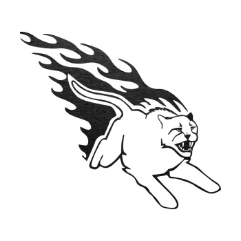 Samolepicí dekorace na vozidlo Animal flames 096 pravá puma (63 - škrábaný kov černý) SAMOLEPKA NA AUTO, NÁLEPKA, FÓLIE, POLEP, TUNING, VLASTNÍ TEXT, TISK, AUTOSAMOLEPKY.cz, POLEPY, OBRÁZEK, LOGO, 3D STICKERS