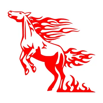 Samolepicí dekorace na vozidlo Animal flames 001 levá kůň (74 - Fluorescentní červená) SAMOLEPKA NA AUTO, NÁLEPKA, FÓLIE, POLEP, TUNING, VLASTNÍ TEXT, TISK, AUTOSAMOLEPKY.cz, POLEPY, OBRÁZEK, LOGO, 3D STICKERS
